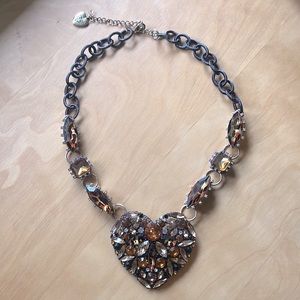 Betsey Johnson Heart Leopard Print Necklace